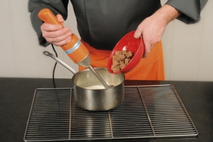 Incorporer le praliné noisette à la glace noisette