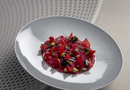 SOUPE GIVRÉE DE FRUITS ROUGES PARFUMÉE À LA PISTACHE