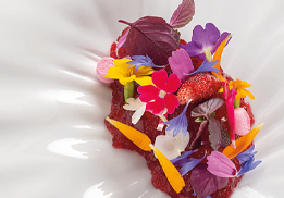 FOIE GRAS, RHUBARBE, FLEURS