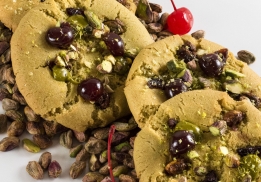 Cookies pistache, cranberries, cerise de Lionel Marchand