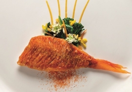 LE ROUGET DE ROCHE, Orange de nos jardins, mezcal, cime di rapa