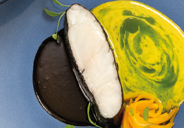 TURBOT SAUVAGE CUIT AU NATUREL, ALGUES NORI ET JUS DE BUTTERNUT FERMENTÉ