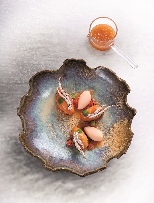 Baba Champagne rosé, pomelos et agastache 