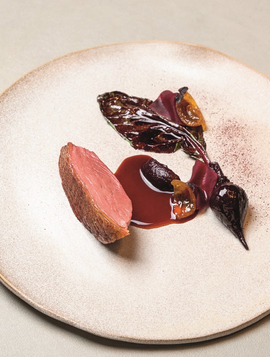 La cane de race ancienne Kriaxera de la ferme Perekabia à Irissary cuite sur le coffre à la goutte de sang…